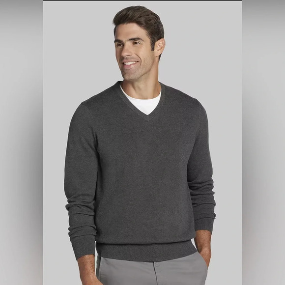 NWT Jos. A Bank Pima Cotton V-neck Sweater medium - Picture 1 of 7